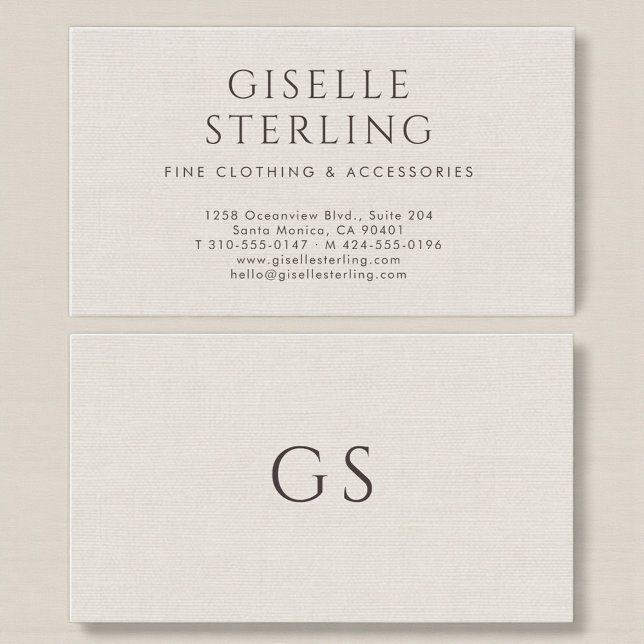 Luxury Boutique Fashion Ivory Faux Linen Business Card (Creator Uploaded)