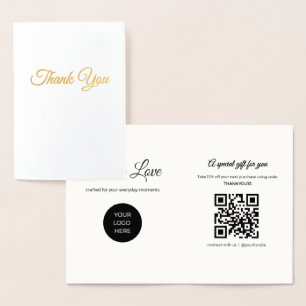 Luxury Boutique Gold Foil Thank You Business Card