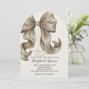 Luxury Bow Themed Girl Baby Shower Invitation