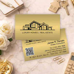 Luxury Brass Gold Real Estate Chic Professional Business Card