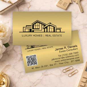 Luxury Brass Gold Real Estate Chic Professional Business Card