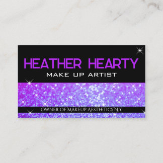 Luxury Bright Girly Purple Neon Glitter Glamour Business Card