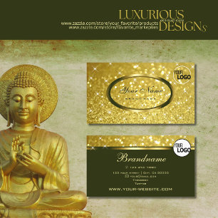 Luxury Bright Gold Glitter Sparkle Stars and Logo Business Card