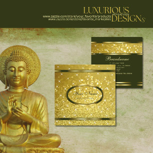 Luxury Bright Gold Glitter Sparkle Stars Stylish Square Business Card