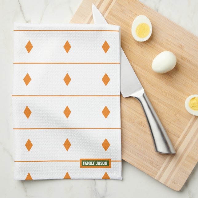 Luxury bright white and orange stylish for her tea towel (Quarter Fold)