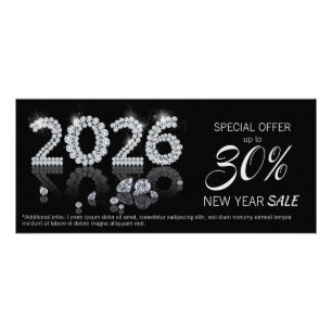 Luxury Brilliant Diamonds New Year 2026 Discount Rack Card