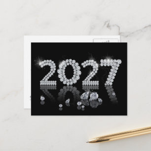 Luxury Brilliant Diamonds New Year 2027 Holiday Postcard