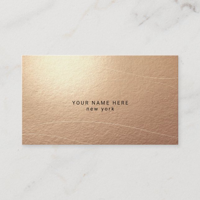 Luxury Bronze Abstract Waves Business Cards (Front)