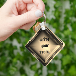 Luxury Bronze Button Quote Customisable Key Ring
