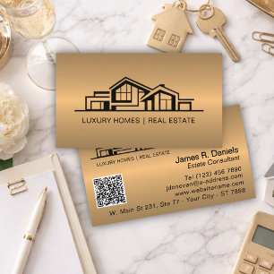 Luxury Bronze Gold Real Estate Chic Professional Business Card