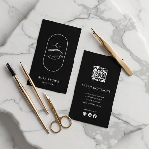 Luxury Brow Artist  Elegant Eyebrow Studio QR Code Business Card