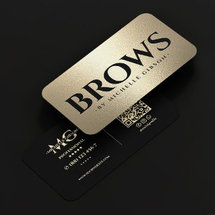 Luxury Brow Artist Stylist Black Faux Gold Business Card