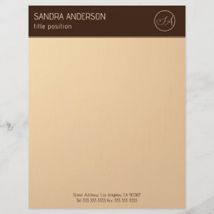 Luxury Brown and Gold Monogram Custom Letterhead
