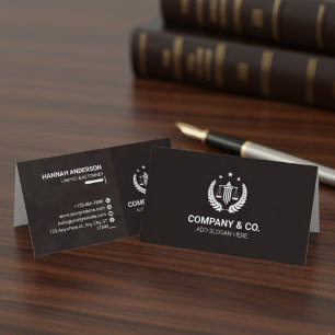 Luxury Brown and White Leather Look Attorney  Business Card