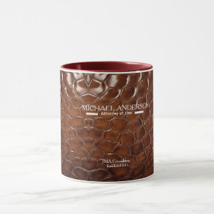Luxury Brown Crocodile Leather Lawyer & Executive  Mug