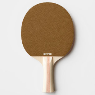 Luxury Brown Faux Leather Black Monogram Ping Pong Paddle