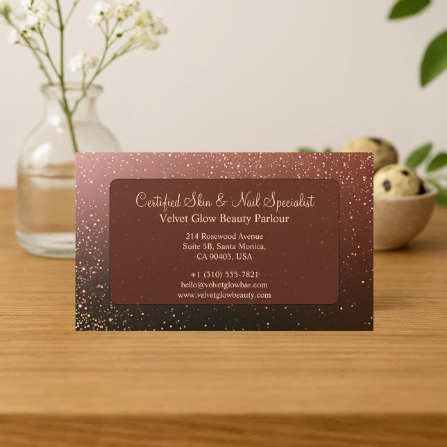 Luxury Brown Glitter Beautician Skin Nail Expert   Business Card (Luxury Brown Glitter Beautician Skin Nail Expert Business Card)