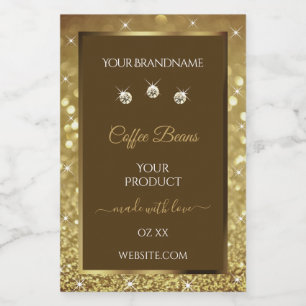 Luxury Brown Gold Glitter Product Packaging Labels