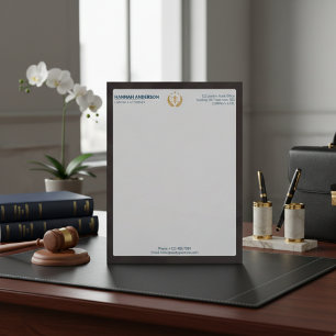 Luxury Brown Leather Look Lawyer Letterhead  