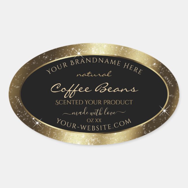 Luxury Brown Sparkle Glitter Frame Product Label (Front)