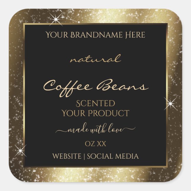 Luxury Brown Sparkle Glitter Frame Product Label (Front)