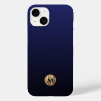 Luxury Brushed Gold Monogram Navy Blue