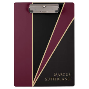Luxury Burgundy Black Gold Elegant Simple Glam Clipboard