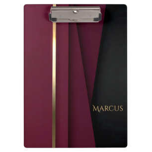 Luxury Burgundy Gold Elegant Simple Glam Clipboard