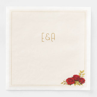 Luxury Burgundy & Gold Floral Wedding Paper Napkin