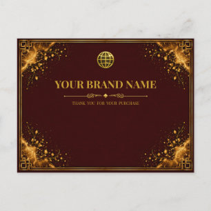 Luxury Burgundy Gold Jewellery Packing Slip Card