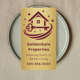 Luxury Burgundy & Gold Real Estate Agent Realtor Business Card