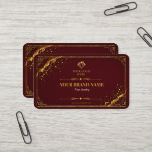 Luxury Burgundy Gold Square Earring Card