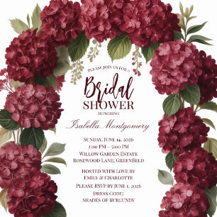 Luxury Burgundy Hydrangea Floral Arch Invitation