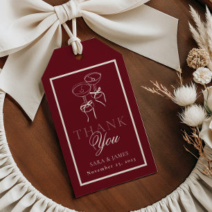 Luxury Burgundy Monogram Calligraphy Wedding Gift Tags