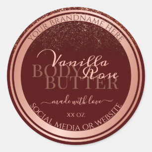 Luxury Burgundy Product Packaging Labels Rose Gold