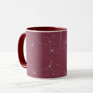 Luxury burgundy sparkle gold glitter confetti mug