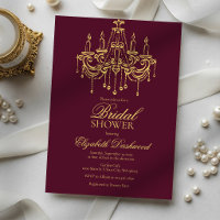 Luxury Burgundy Wine Gold Chandelier Bridal Shower