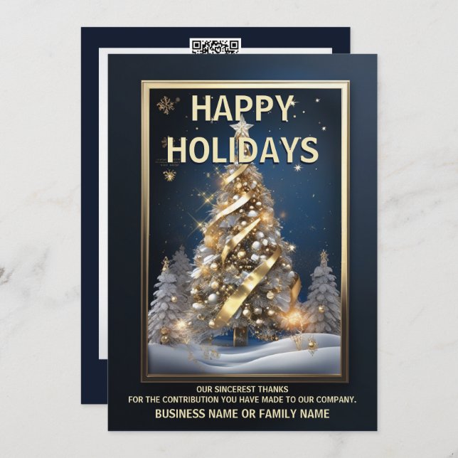 Luxury busines Xmas tree decorations winter snow  Holiday Card (Front/Back)