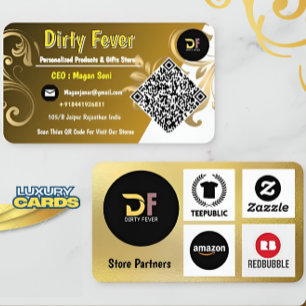 Luxury Business Card   Golden QR Code & Store Logo