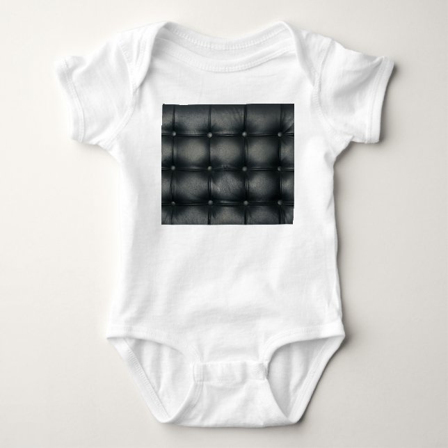Luxury Buttoned Leather Texture Baby Bodysuit (Front)