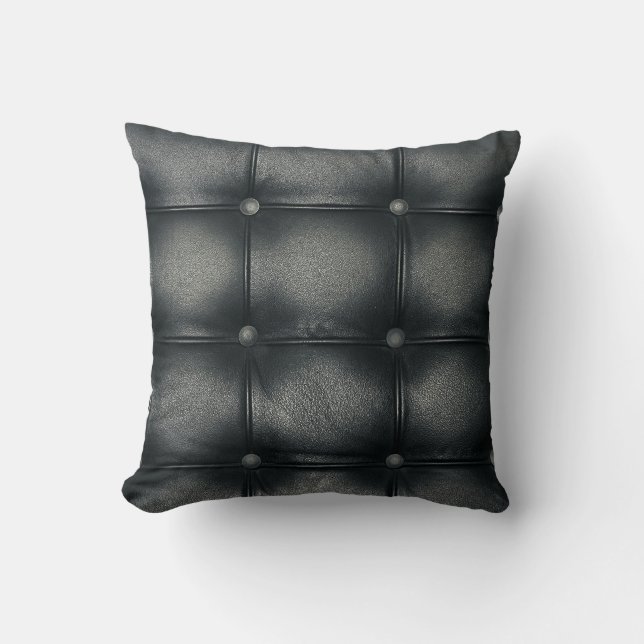 Luxury Buttoned Leather Texture Cushion (Front)
