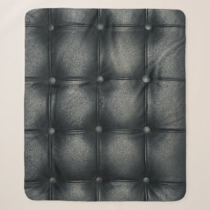 Luxury Buttoned Leather Texture Sherpa Blanket
