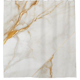 Luxury Calacatta Gold White Marble Geode Shower Curtain