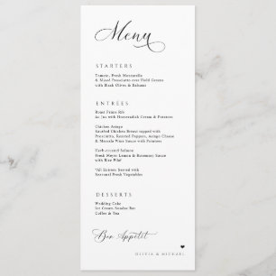 Luxury Calligraphy Elegant Wedding Reception Menu