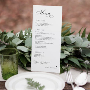 Luxury Calligraphy Elegant Wedding Reception Menu