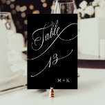 Luxury Calligraphy Wedding Number 13, Black Table Number<br><div class="desc">Table 13. Please check all available numbers. | Luxury and elegant swirly calligraphy wedding table number with your initials.  For more advanced customisation of this design,  please click the BLUE DESIGN TOOL BUTTON above!</div>