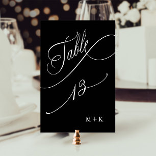 Luxury Calligraphy Wedding Number 13, Black Table Number