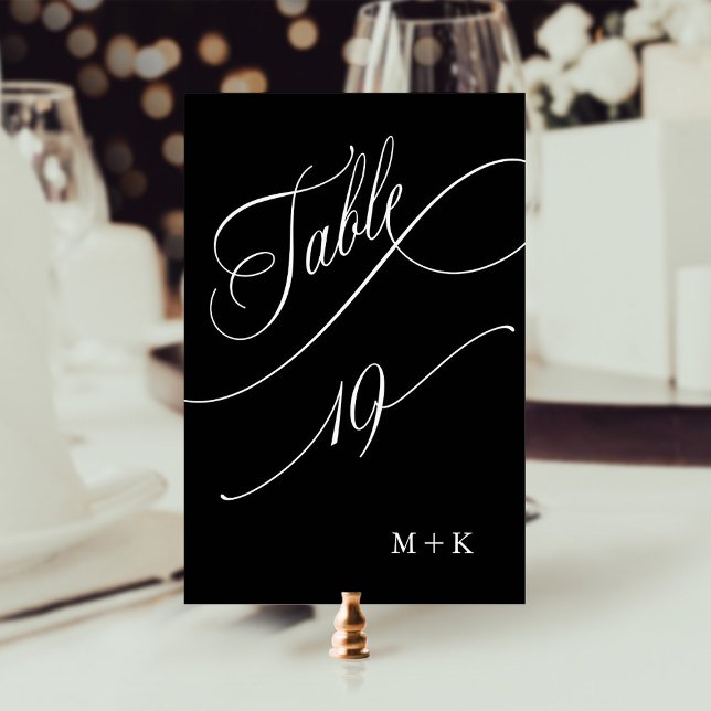 Luxury Calligraphy Wedding Number 19, Black Table Number (Creator Uploaded)