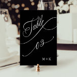 Luxury Calligraphy Wedding Number 3, Black Table Number<br><div class="desc">Table 3. Please check all available numbers. | Luxury and elegant swirly calligraphy wedding table number with your initials.  For more advanced customisation of this design,  please click the BLUE DESIGN TOOL BUTTON above!</div>