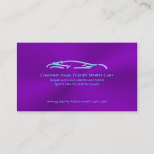 Luxury Car logo - Ice Blue Sportscar on purple Business Card
